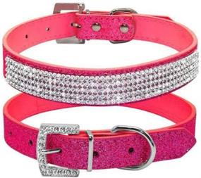 img 4 attached to Dazzle Your Pet with the haoyueer Cute Sparkling Rhinestone Leather Collar - Crystal Diamond Pet Dog Cat Collar