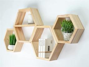 img 2 attached to Set of 4 Extra Large Hexagonal Floating Shelves - Honeycomb Octagon Wall Hanging Décor - Geometric Wooden Honeycomb Shelf for Natural Wood Walls