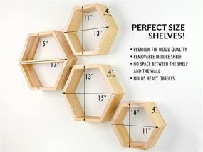 img 1 attached to Set of 4 Extra Large Hexagonal Floating Shelves - Honeycomb Octagon Wall Hanging Décor - Geometric Wooden Honeycomb Shelf for Natural Wood Walls