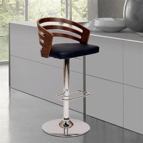 img 4 attached to 🪑 Armen Living Adele Swivel Barstool: Sleek Black Faux Leather, Adjustable Height from 36-44 inches