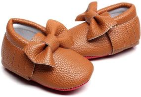 img 1 attached to 👶 Bebila Double Bow Fringe Baby Moccasins: Stylish and Comfortable Soft Sole Shoes for Girls and Toddlers