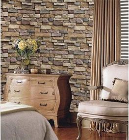 img 2 attached to 🏞️ Yancorp Stone Wallpaper Rock Self-Adhesive Paper Peel and Stick Backsplash Wall Panel Removable Home Decoration (18x394 inches)