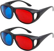 🕶️ solarson 2 pairs 3d glasses for movies on tv - red blue 3d glasses with case and clean cloth - perfect for all 3d movies, games - light & sleek design logo