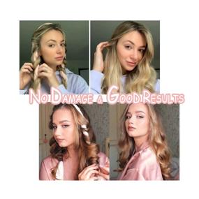 img 3 attached to 🌹 Розовые шелковые бестеповые папильотки для длинных волос - мягкие пенки для создания кудрей на ночь, ободок-завивка и термоаксессуары для волос в комплекте с 2 шелковыми резинками и 1 заколкой для волос