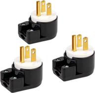 🔌 3pack 90 degree usa canada male plug nema 5-15p – right angle ac plug, 15a 125v, rewireable ac plug, black logo