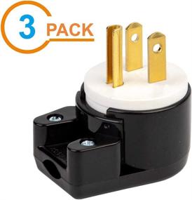 img 3 attached to 🔌 3PACK 90 Degree USA Canada Male Plug Nema 5-15P – Right Angle AC Plug, 15A 125V, Rewireable AC Plug, Black