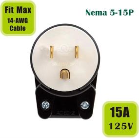 img 1 attached to 🔌 3PACK 90 Degree USA Canada Male Plug Nema 5-15P – Right Angle AC Plug, 15A 125V, Rewireable AC Plug, Black