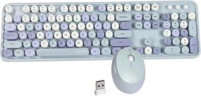 img 4 attached to 🎮 MoMoOne-US Wireless Keyboard and Mouse Combo Set, Retro Round Keycaps, Colorful QWERTY Typewriter Style, Full Size Keyboards, 2.4GHz USB Receiver Connectivity