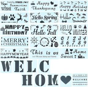 img 4 attached to 🎨 Creative Convenience: Wolpark 24-Piece Welcome Stencils Plastic Drawing Painting Templates - Ideal for School Projects