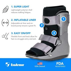 img 3 attached to 👟 ExoArmor Superlight Walking Boot: Ultimate Support for Sprained Ankle, Foot Injuries, Stress Fractures, and Plantar Fasciitis - Air Liner, Short (Medium)