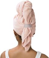 🌸 volo hero microfiber hair towel: super absorbent, ultra-soft, fast drying, reduce dry time by 50%, large size, premium wrap towel in sustainable packaging - cloud pink logo