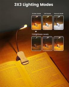 img 2 attached to 📚 Glocusent Rechargeable Amber Book Light - Lightweight LED Reading Light for Bedtime Reading up to 80 Hours, 3 Brightness Levels & 3 Color Modes for Eye-Care