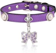 🐱 stylish purple freewindo cat collar with diamante pendant - soft pu leather, adjustable for small dogs and puppies (bow included) logo