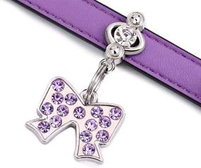 img 2 attached to 🐱 Stylish Purple Freewindo Cat Collar with Diamante Pendant - Soft PU Leather, Adjustable for Small Dogs and Puppies (Bow included)