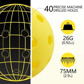 img 3 attached to 🎾 Pickleball Balls 40 Holes: Durable with Nice Bounce, Perfect for Indoor & Outdoor Courts - Bright Yellow