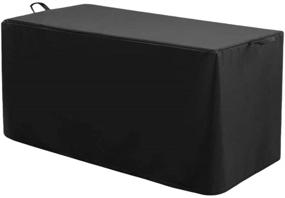 img 4 attached to 🌦️ Black Waterproof Outdoor Storage Box Cover - Protects Large Deck Boxes from Rain, Snow, Wind, and Dust; Heavy Duty Patio Deck Box Cover with Handles and Drawstring