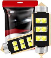 lbrst 6418 led bulb with canbus error free technology - 6smd chipset 36mm festoon led bulb for dome map light, license plate light, glove box light, courtesy step light - 2pcs, white logo