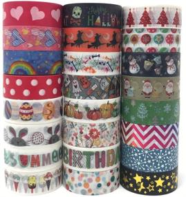 img 4 attached to Colorful 24 Rolls Holiday Washi Tape Set: Embrace Every Season with Creative Crafts, Gift Wrapping, and Scrapbooking Fun!
