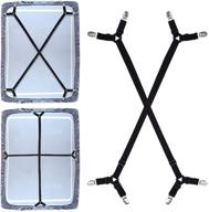 🔗 adjustable crisscross premium bed sheet fasteners - 2 pcs fitted sheet band straps grippers suspenders corner holder elastic heavy duty for all bedsheets, fitted & flat sheets - long type (black) logo
