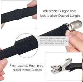 img 3 attached to 🔗 Adjustable Crisscross Premium Bed Sheet Fasteners - 2 Pcs Fitted Sheet Band Straps Grippers Suspenders Corner Holder Elastic Heavy Duty for All Bedsheets, Fitted & Flat Sheets - Long Type (Black)