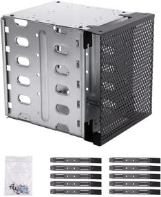 img 4 attached to 🖥️ Stainless Steel HDD Cage, 5.25" to 5x 3.5" Rack SAS SATA HDD Cage, Hard Drive Tray with Fan Space - Drive Cage Adapter Rack Bracket