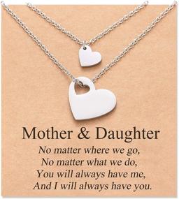img 4 attached to MANVEN Mother Daughter Necklace Set: Perfect Mom Gifts from Daughters - Heart Jewelry for Mom & Daughter for Birthdays & Special Occasions