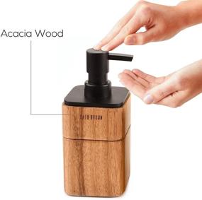 img 2 attached to 🚽 LunaLife 3 Piece Acacia Wood Bathroom Accessories Set: Soap Dispenser, Tumbler, Soap Dish for Decorative Countertop – Perfect Housewarming Gift