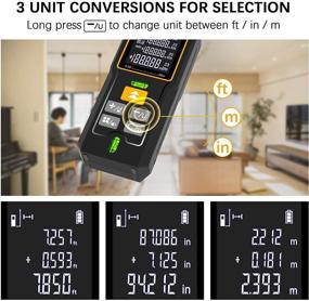 img 1 attached to 📏 5-in-1 Laser Tape Measure with 165 Ft Digital Laser Measurement Tool - Distance Meter, M/in/Ft Conversion, Backlit LCD, 2 Bubble Levels, Mute Mode, Measuring Distance, Area, Volume - Batteries Included (50m)