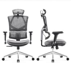 img 4 attached to 🪑 SIHOO Ergonomic Office Chair - Gray High Back Desk Chair with Lumbar Support, Adjustable Height Backrest, 3D Armrests, and Breathable Mesh - Thick Seat Cushion for Ultimate Comfort and Support