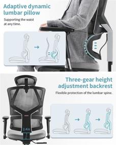 img 3 attached to 🪑 SIHOO Ergonomic Office Chair - Gray High Back Desk Chair with Lumbar Support, Adjustable Height Backrest, 3D Armrests, and Breathable Mesh - Thick Seat Cushion for Ultimate Comfort and Support