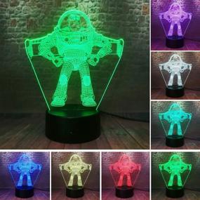 img 4 attached to 🚀 Buzz Lightyear Spaceman Night Light - Fanrui Cartoon Pixar 7 Color Change LED Astronaut Action Figure for Boys Bedroom Décor - Perfect Child's Gift