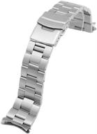 💎 juntan stainless steel curved watch band: solid end tapered 20mm 22mm metal strap bracelet deployment with double fliplock buckle, silver black logo
