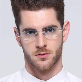 img 3 attached to LUFF Men's HD Anti-Blue Light Diamond Cut Edge Frameless Reading Glasses