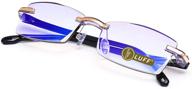 luff men's hd anti-blue light diamond cut edge frameless reading glasses logo