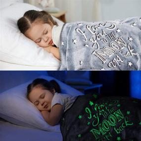 img 1 attached to 🌙 I Love You to The Moon and Back Glow in The Dark Throw Blanket - Super Soft Love Gift Fleece Blanket for Christmas - Best Friend Unique Gifts for Women, Boys, Girls, Kids, Teens - 50” x 60” (Grey)