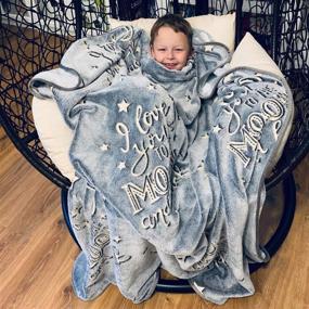 img 3 attached to 🌙 I Love You to The Moon and Back Glow in The Dark Throw Blanket - Super Soft Love Gift Fleece Blanket for Christmas - Best Friend Unique Gifts for Women, Boys, Girls, Kids, Teens - 50” x 60” (Grey)