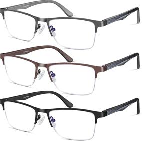 img 4 attached to 👓 Men's Metal Frame Reading Glasses with Blue Light Blocking Technology - Enhancing Eye Health and Visual Comfort