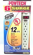 💪 powtech 6 outlet surge protector ul listed - heavy duty power strip for home/office use, 14 awg 12-ft cord, 125v, 15amps, 1875 watt power capacity logo