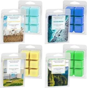 img 4 attached to 🕯️ LASENTEUR Wax Melts Cubes - Handmade Soy Wax Melts for Warmers: Winds in Summer, Ocean Breeze, Fresh Linen, Bohemia Forest (4x2.5oz)