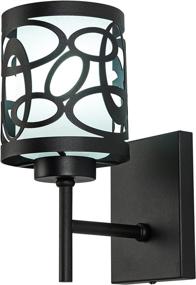 img 4 attached to 🖤 Contemporary Black Frosted Glass Wall Sconce for Bedroom, Living Room, and Bathroom Vanity Light