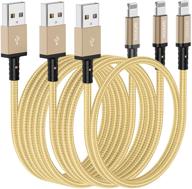 🔌 [3/6/10ft] mfi certified iphone charger cable 3pack by qzvoo, lightning to usb a compatible with iphone se 6 6s 7 8 plus, ipad, 11 12 x xs xr pro max mini, gold logo