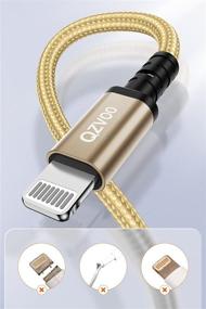 img 2 attached to 🔌 [3/6/10ft] MFI Certified iPhone Charger Cable 3Pack by QZVOO, Lightning to USB A Compatible with iPhone SE 6 6s 7 8 Plus, iPad, 11 12 X Xs Xr Pro Max Mini, Gold