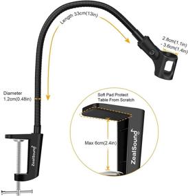 img 1 attached to Гибкая настольная подставка для микрофона с гусиным шеем от ZealSound: прочная струбцина для стола, адаптер для винтов 3/8" до 5/8", 360° регулируемый компактный дизайн для Blue Yeti, Snowball Ice, Spark и других микрофонов.