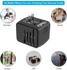 img 1 attached to 🌍 SAUNORCH Universal International Travel Power Adapter with USB and Type-C Charger - Black: Europe, UK, US, AU, Asia