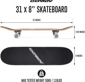 img 1 attached to Osprey Kids Skateboard: Beginner-Friendly 31” x 8” Double Kick Skateboard with Maple Deck - Perfect for Boys & Girls - Available in Multiple Styles