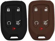 btopars 2pcs silicone 5 buttons smart key fob remote case cover skin jacket compatible with gmc acadia terrain sierra chevrolet silverado hyq1aa 13584502 black brown logo