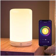 enhance your bedroom and living room ambiance with the smart table lamp: color changing dimmable bedside lamp with alexa and google home compatibility, touch and app control, rgb warm white led tap lamp логотип