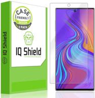 защитная пленка iq shield screen protector для samsung galaxy note 10 (дисплей 6,3 дюйма, 2 штуки, совместима с чехлом) - прозрачная антибликовая пленка логотип