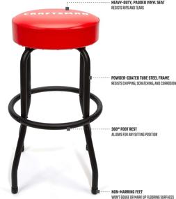 img 3 attached to CRAFTSMAN 28.5-inch Tall Fixed Height Work Shop Stool with Rip-Resistant Padded Vinyl Seat, 300-lb Capacity, 360-degree Footrest, and Non-Marring Feet