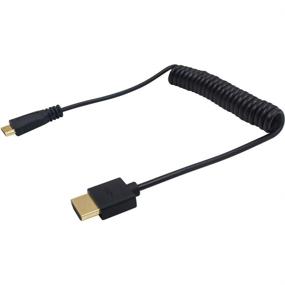 img 2 attached to 🎥 Duttek Mini HDMI to HDMI Cable - Ultra-Thin Coiled Cable for 4K Ultra HD, 1080p, 3D - Perfect for Projectors, Monitors, Camcorders (1.2M/4FT)